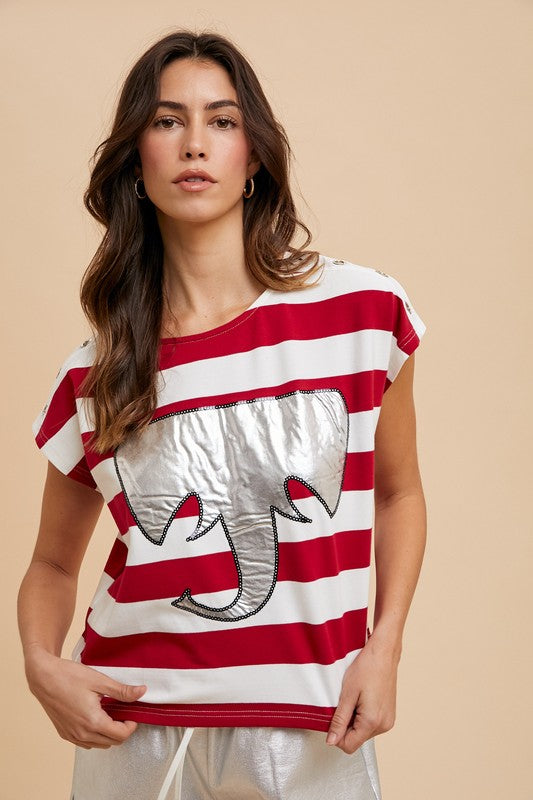 Crimson Tide Striped Top