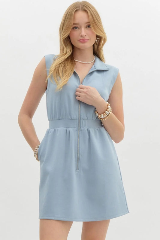 Blue Slate Zipper Dress