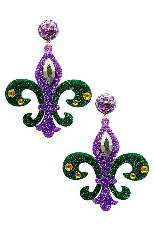 Fleur De Lis Mardi Gras Earrings