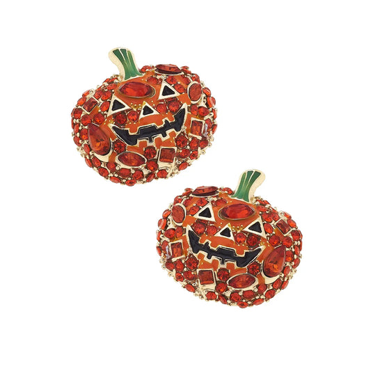 Pumpkin Rhinestone Studs