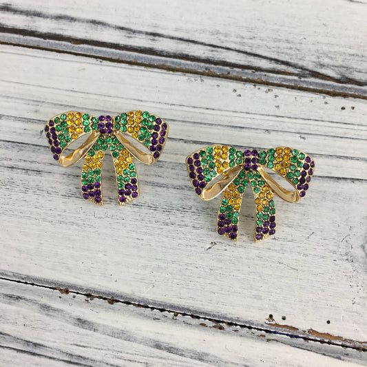 Mardi Gras Bow Earrings