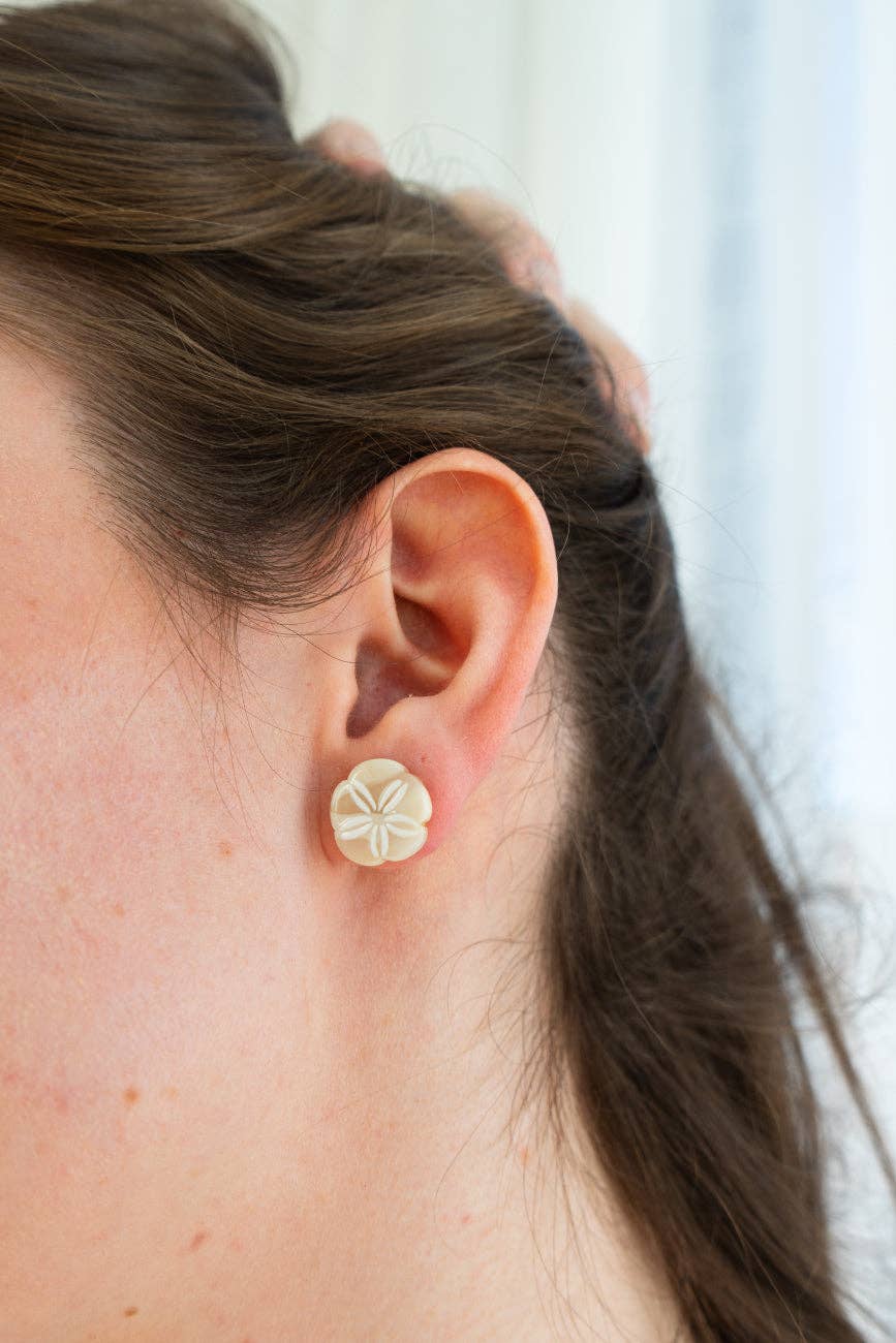 Sand Dollar Studs - Ivory // Jewelry, Resort, Earrings