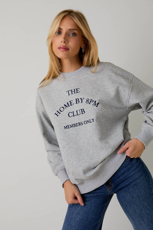 CREW NECK LONG SLEEVE "THE HOME BY 8PM CLUB" SWEATSHIRT