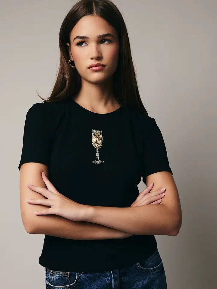 Champagne Nights Ribbed Top