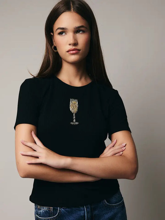 Champagne Nights Ribbed Top