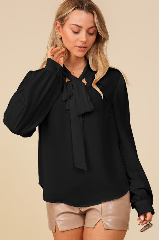 Cory Tie Top- Chaffon Blouse