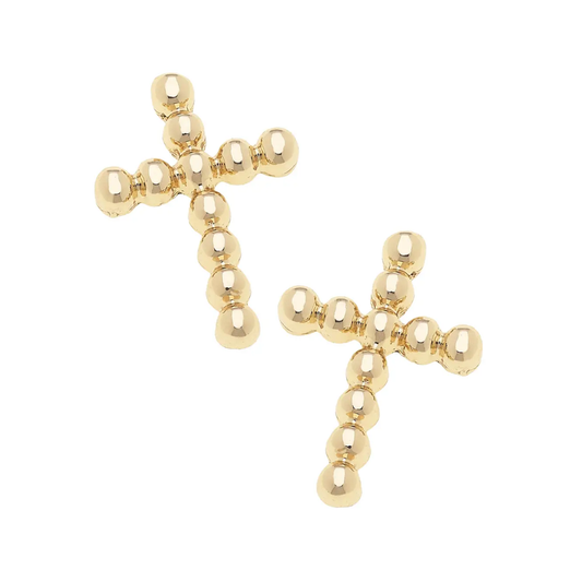 Beaded Cross Stud Earrings