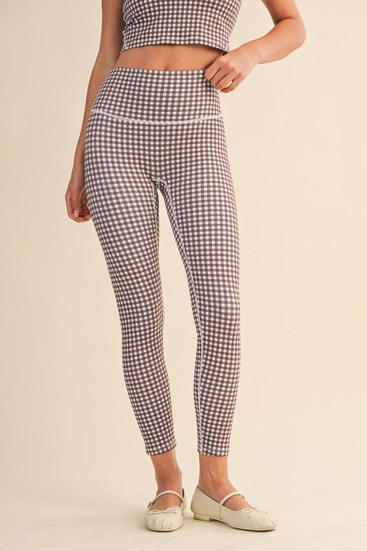 Gingham Print Performance High-Rise Leggings