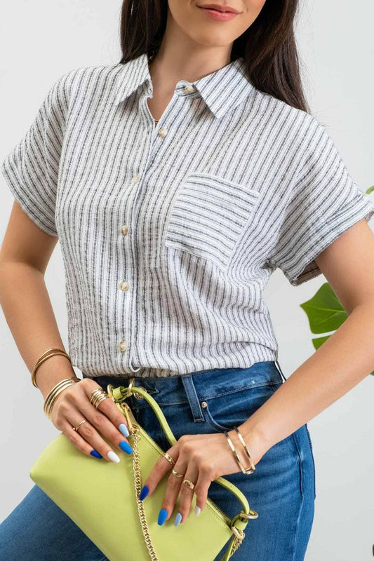 Grace Collared Linen Top