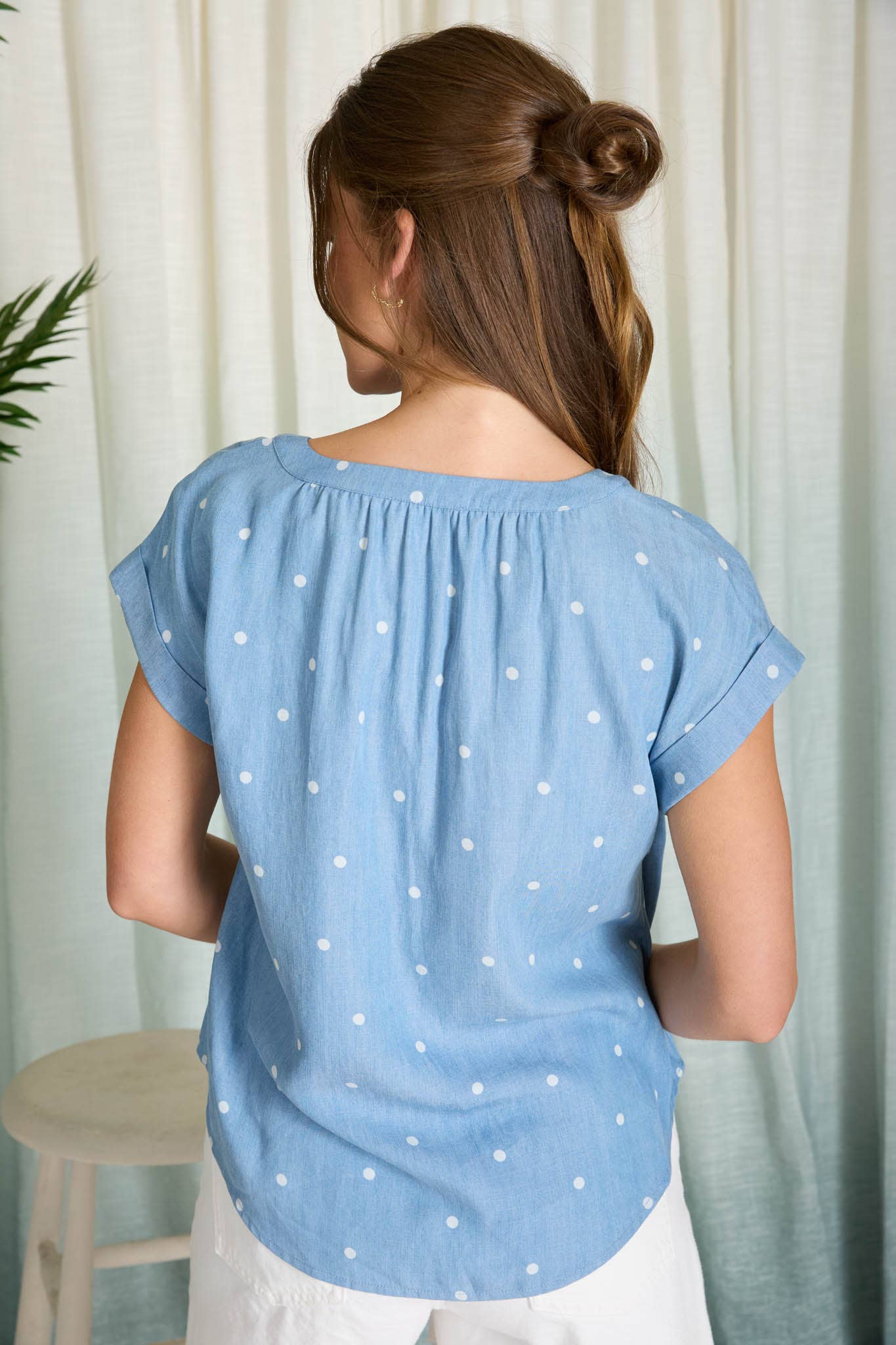 POLKADOT CHAMBRAY TOP
