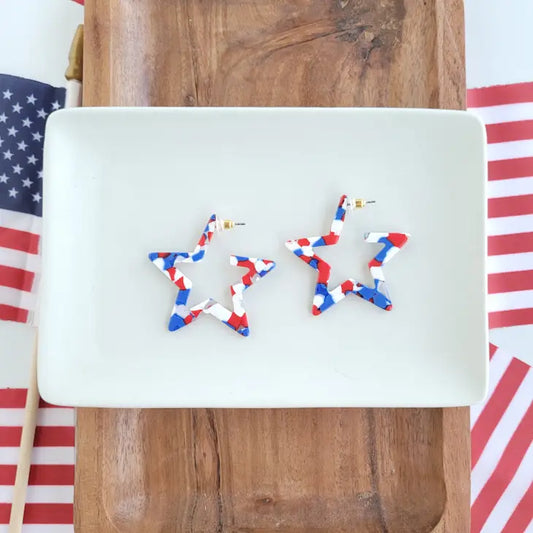Star Hoops- Red White and Blue