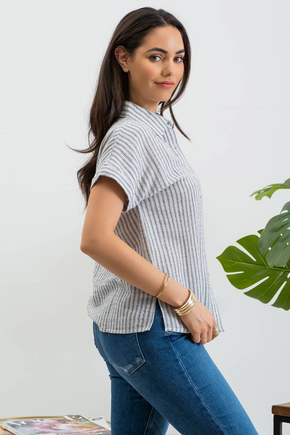 Grace Collared Linen Top