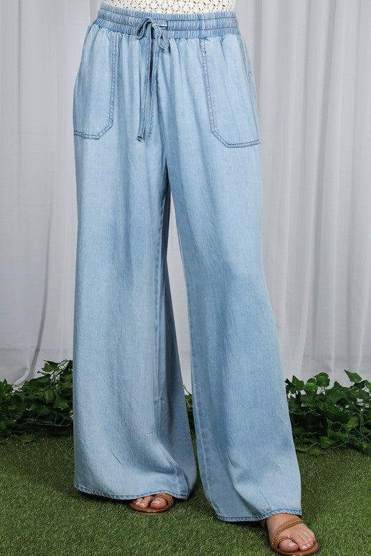 Liz Wide Leg Chambray pants