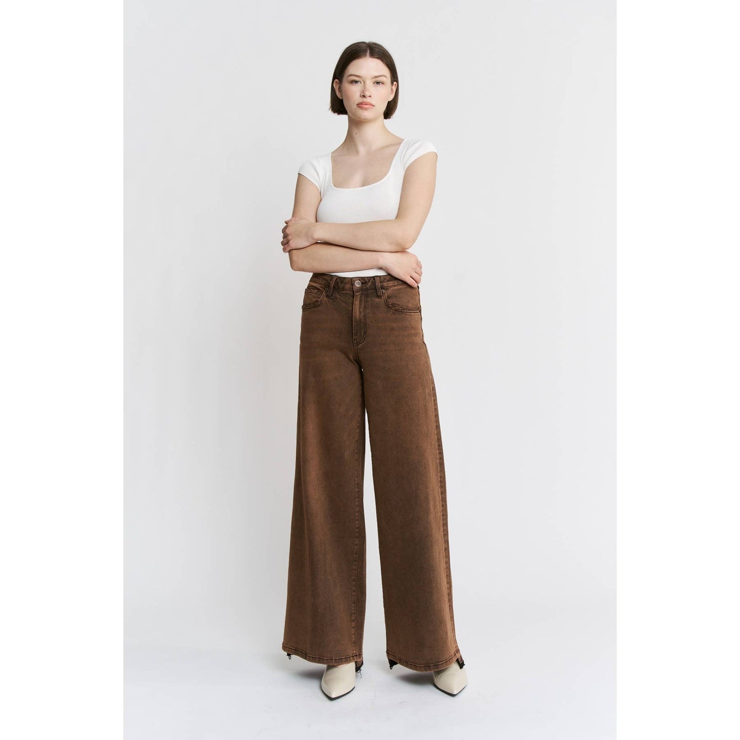 Vintage Wash High Rise Wide Leg - Antique Bronze