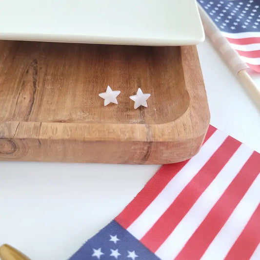 Mini Star Studs- Pearly White