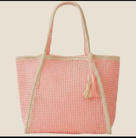 Essential straw tote bag from Can't Hide Pretty Boutique featuring natural woven straw material and sturdy shoulder straps.