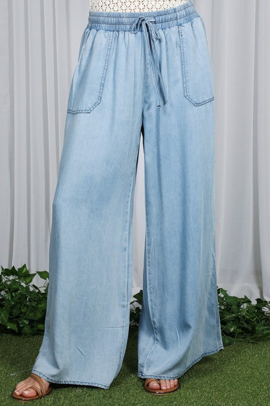 Liz Wide Leg Chambray pants