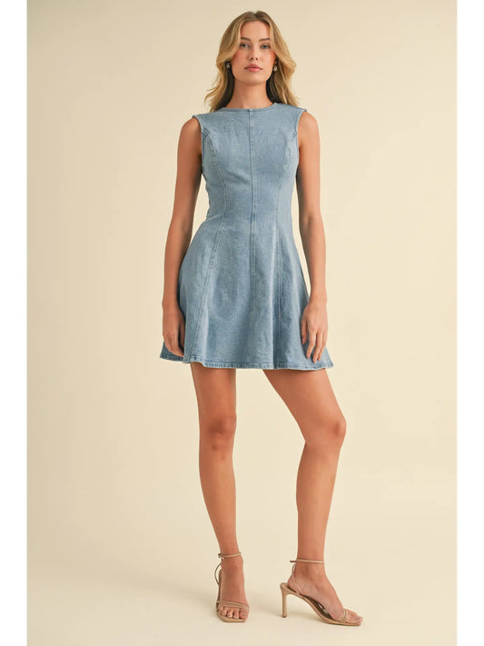 Lacy Backless Denim Dress