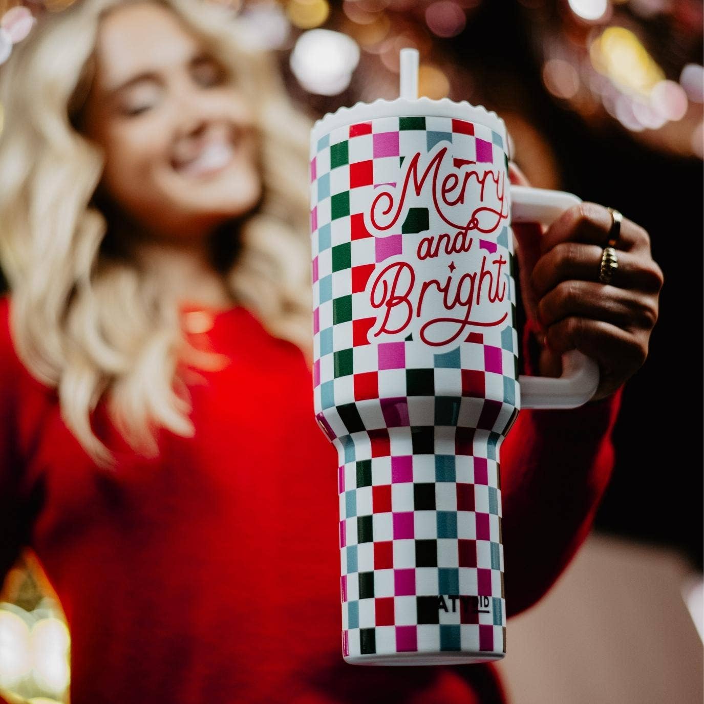 Merry & Bright Checkered Tumbler