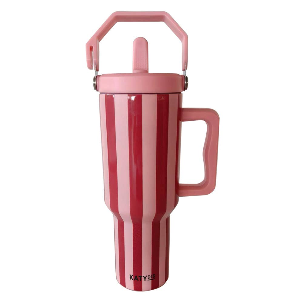 Pink and Wine Striped 38 Oz Tumbler