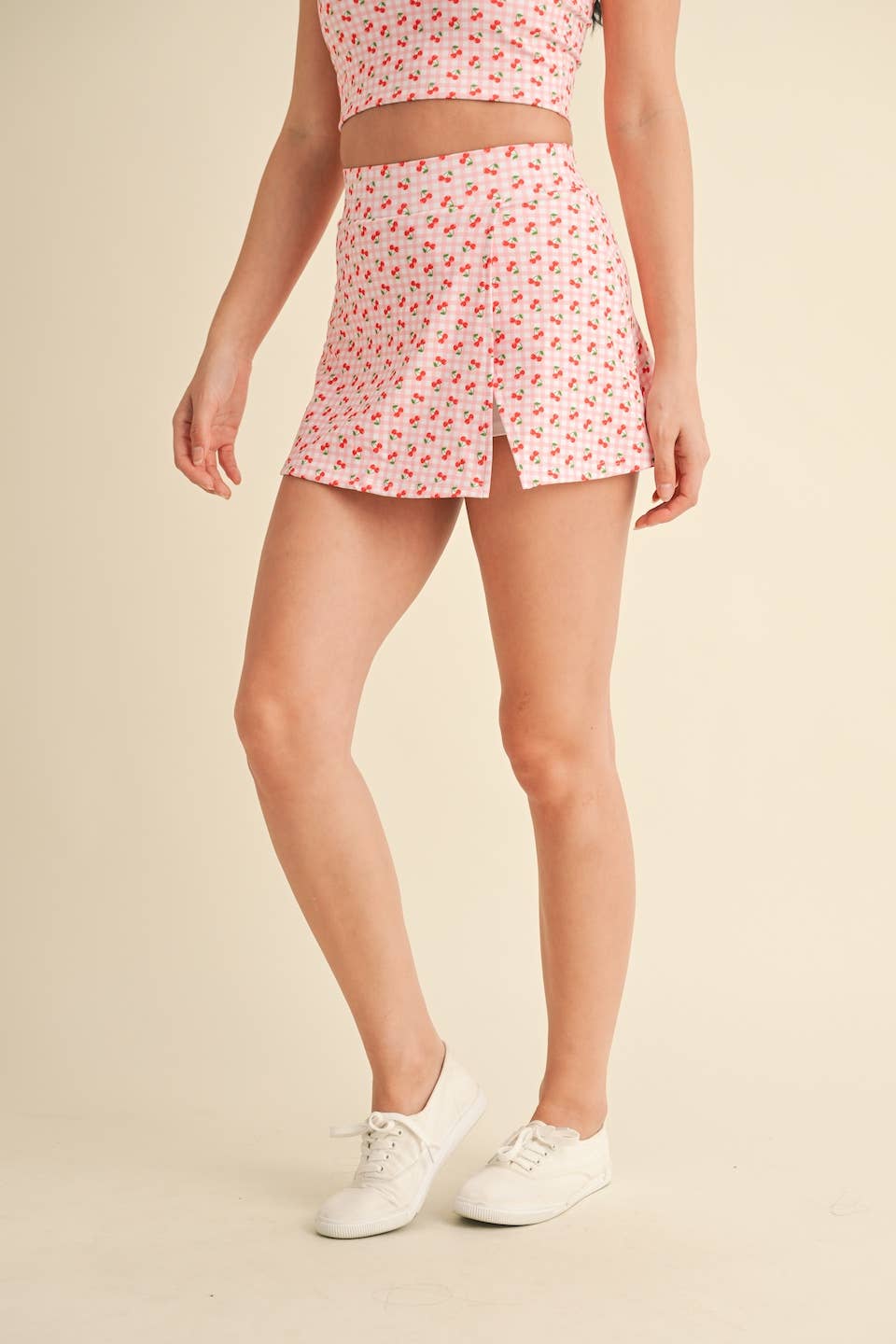 Cherry Gingham Skort