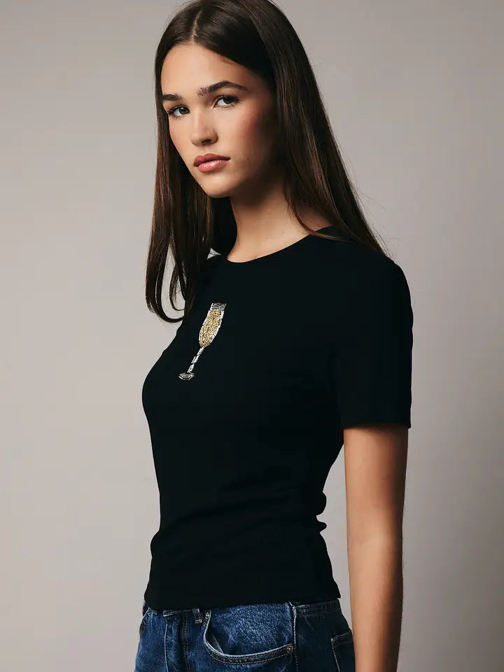 Champagne Nights Ribbed Top