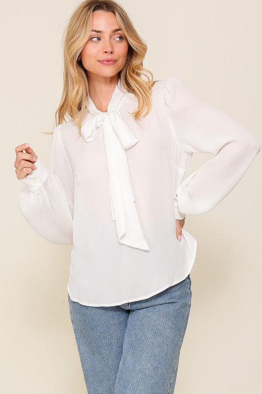 Cory Tie Top- Chaffon Blouse