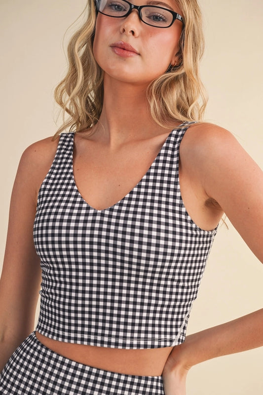 Gingham Performance Crop Tank