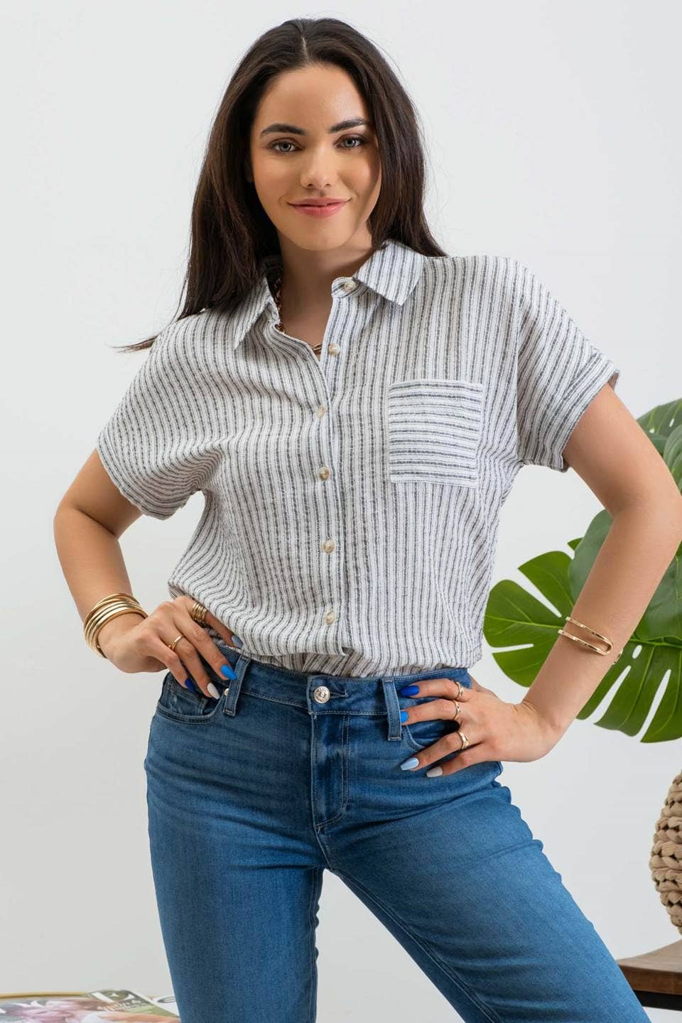 Grace Collared Linen Top