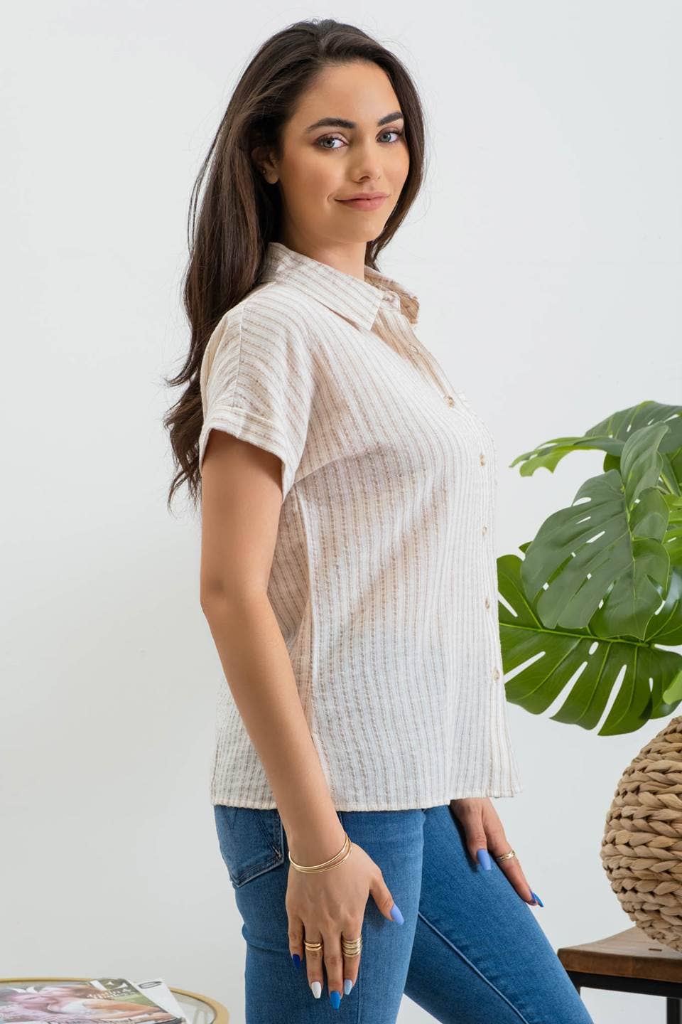 Grace Collared Linen Top
