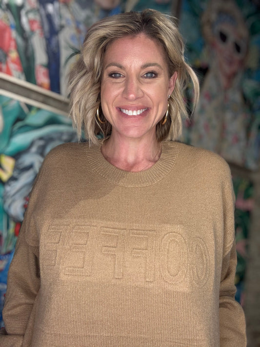 Coffee Embossed Sweater Top