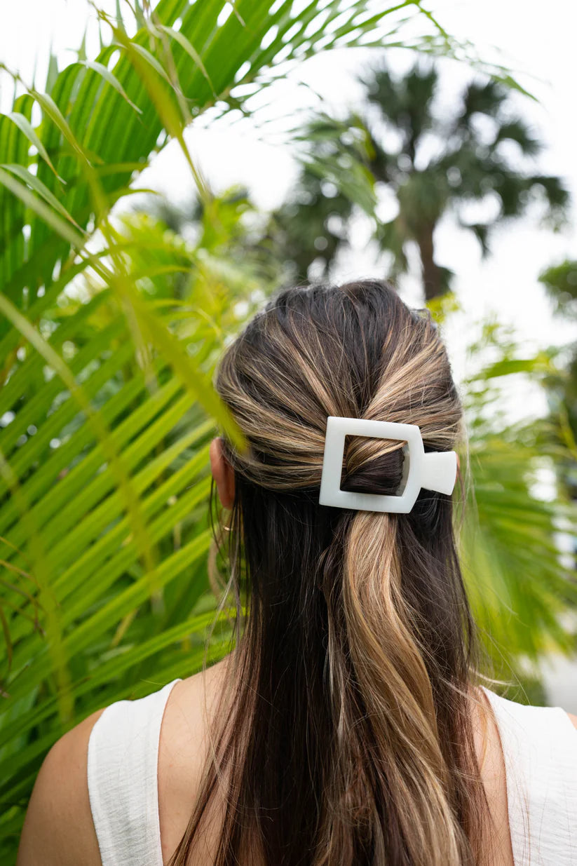Coconut White Square Flat Hair Clip - TELETIES