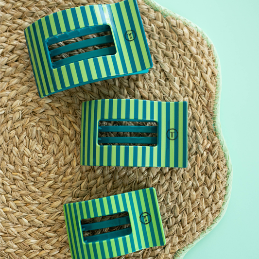 TELETIES Cabana Cutie medium flat rectangle hair clip in vibrant colors, perfect for stylish hair accessory use.