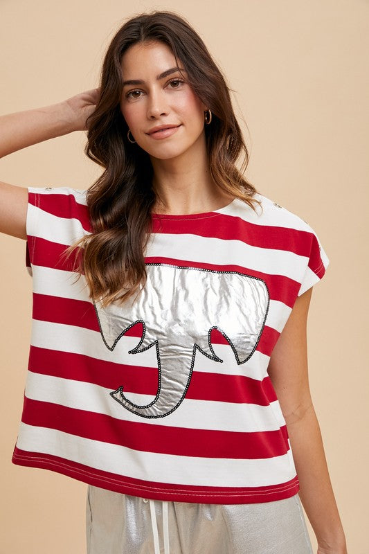 Crimson Tide Striped Top