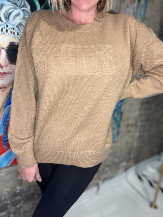 Coffee Embossed Sweater Top