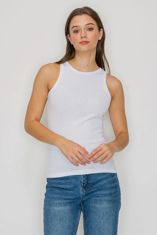 High Neck Ribbed Tank Top