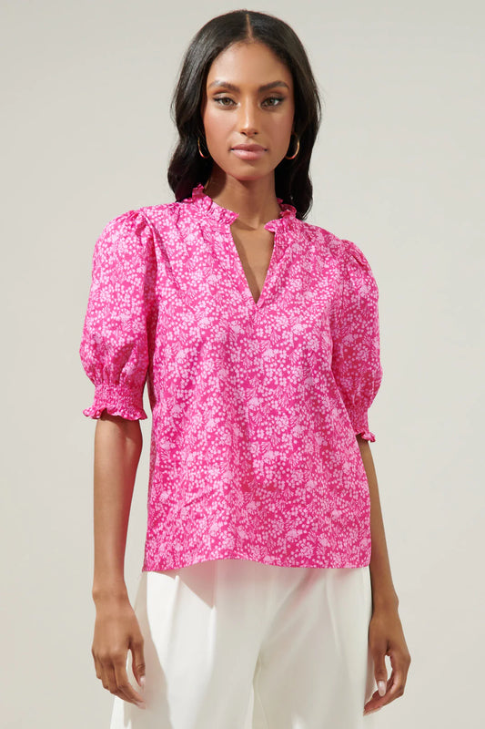 Anya Split Neck Floral Top