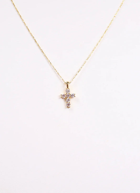 Kitty Cross Necklace Gold