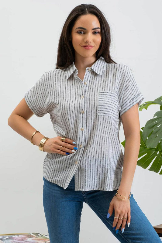 Grace Collared Linen Top