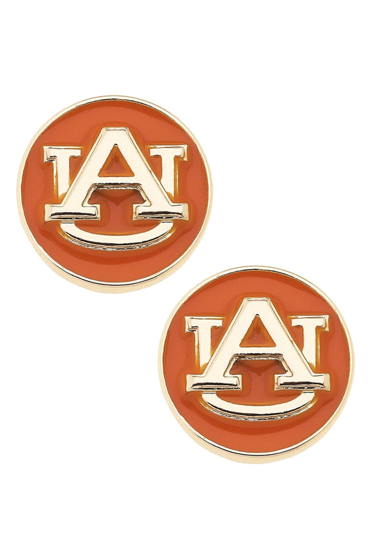 Auburn Tigers Logo Circle Stud Earrings