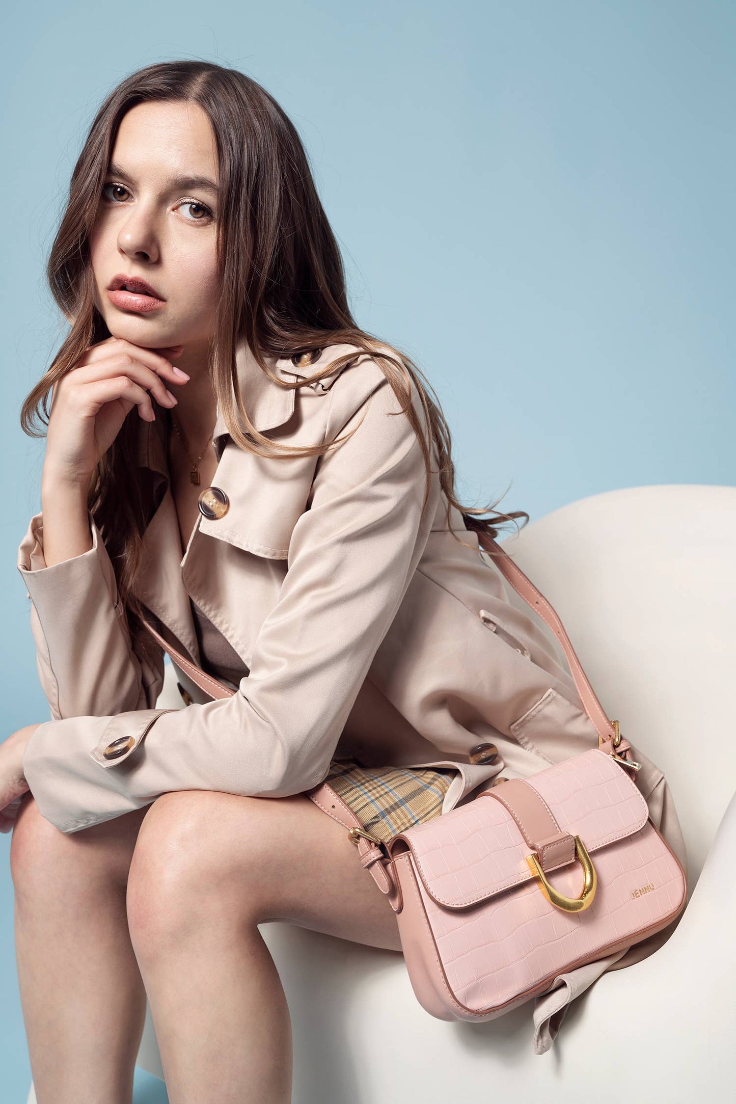 Lima Croc-Embossed Satchel Bag