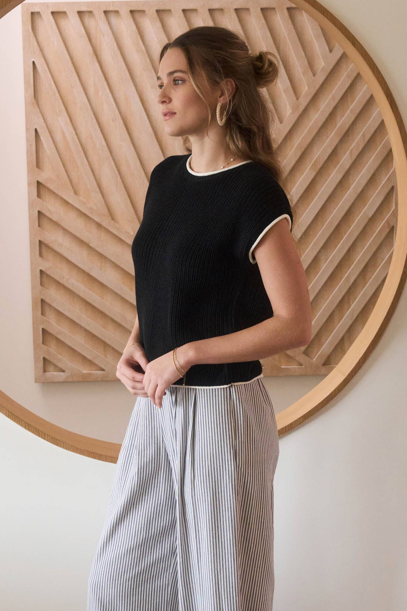 Gabby Contrast Trim Sweater Top