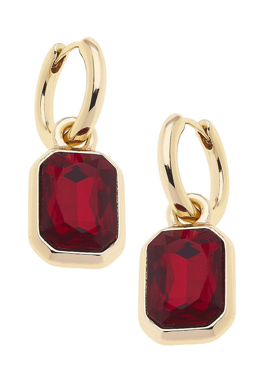 Reagyn Rhinestone Drop Hoop Earrings (Multiple Colors)