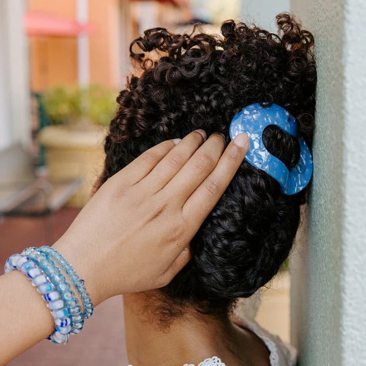 Blue Lagoon Medium Flat Round Hair Clip