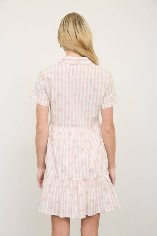 Floral Stripes Button Down Dress
