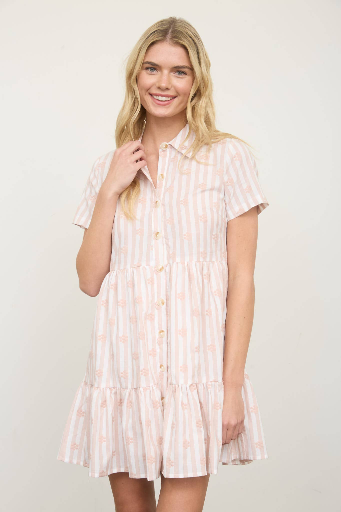 Floral Stripes Button Down Dress