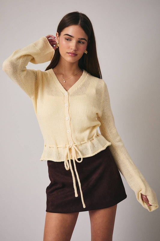 Sunday Edition Heartstrings cardigan, soft knit sweater in a cozy, stylish design with a button-front and ribbed cuffs.