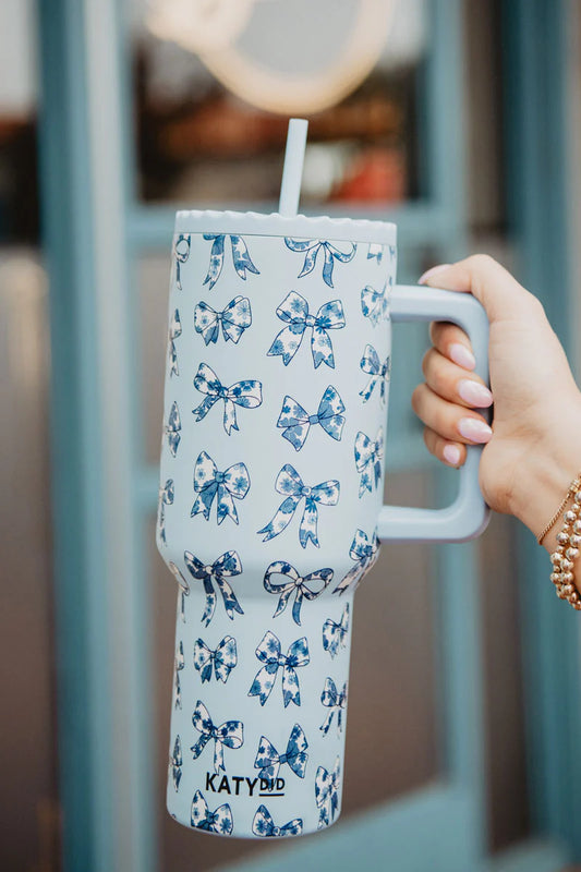 Light Blue Bows 38oz Tumbler - Katydid
