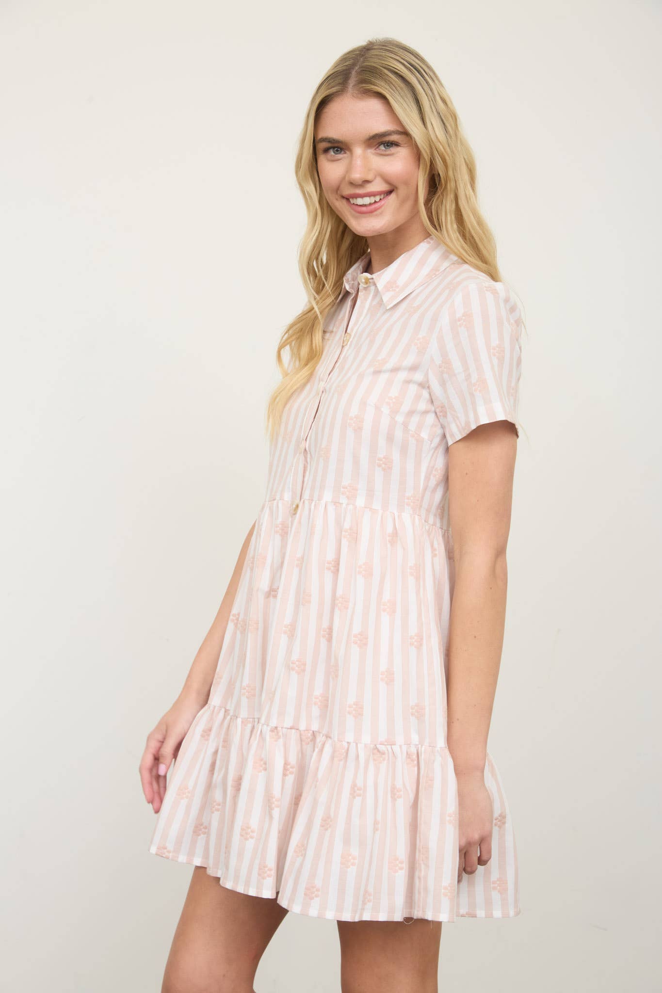 Floral Stripes Button Down Dress