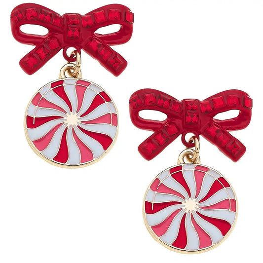 Peppermint Bow Earrings